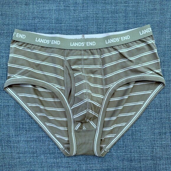 Set of 3 Lands End Knit Briefs (Gray, Mint Green, Forest Green Striped) Size M - Picture 5 of 8